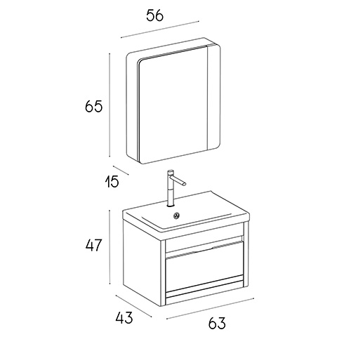 کابینت روشویی چوب و پی وی سی مدل D-6026